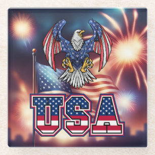 Patriotic American Eagle Women's Tank Top Glass Coaster