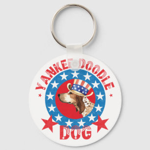 Patriotic American English Coonhound Keychain