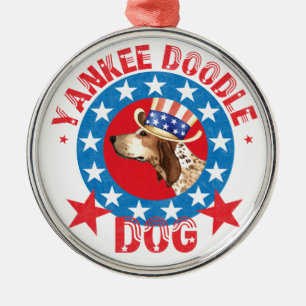 Patriotic American English Coonhound Metal Ornament