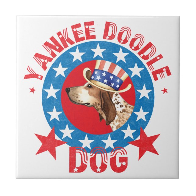 Patriotic American English Coonhound Tile (Front)