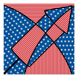 Patriotic American fireworks Poster