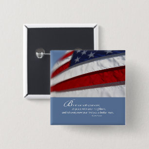 Patriotic, American Flag 2 Inch Square Button