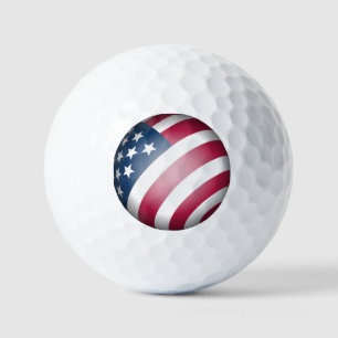 Patriotic American Flag, 3D Globe Art  Golf Balls