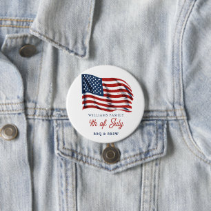 Patriotic American Flag 4th of July Family Reunion 3 Inch Round Button