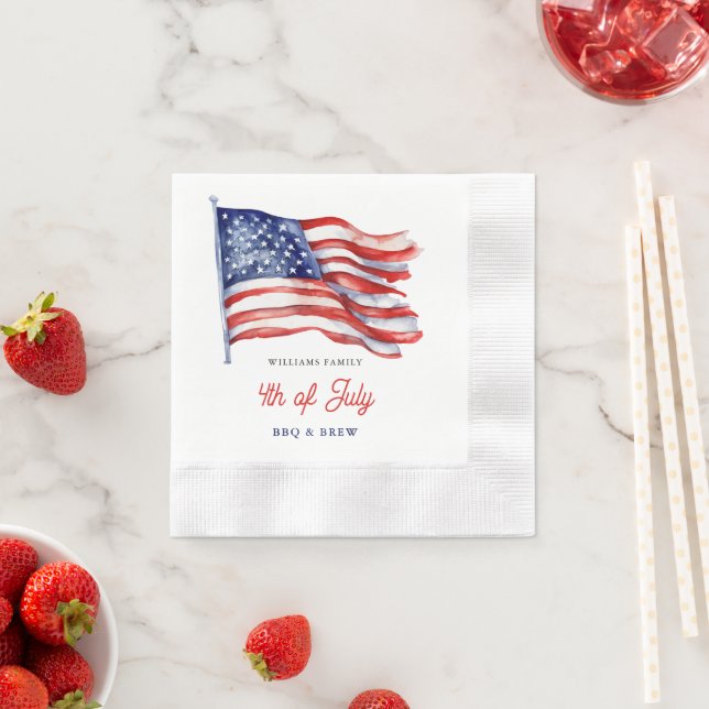 Patriotic American Flag 4th of July Family Reunion Napkin (Insitu)