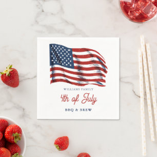 Patriotic American Flag 4th of July Family Reunion Napkin