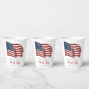 Patriotic American Flag 4th of July Family Reunion Paper Cups