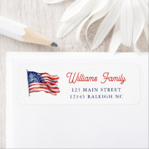 Patriotic American Flag 4th of July Return Address