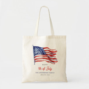 Patriotic American Flag 4th of July Welcome Sign Tote Bag