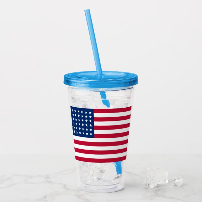 Patriotic American Flag Acrylic Tumbler (Front Ice)