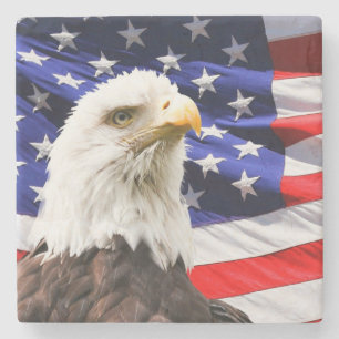 Patriotic American Flag and American Eagle  Stone Coaster