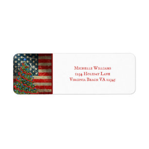 Patriotic American Flag and Christmas Tree Address