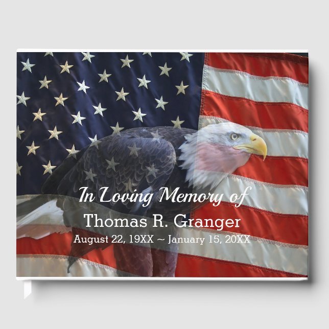 Patriotic American Flag and Eagle Guest Book (Front)