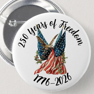 Patriotic American Flag and Eagle USA 250th 2 Inch Round Button