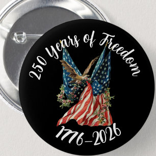 Patriotic American Flag and Eagle USA 250th 2 Inch Round Button