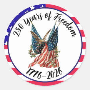 Patriotic American Flag and Eagle USA 250th Classic Round Sticker