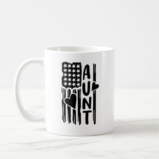 Patriotic American Flag Aunt Coffee Mug (Left)