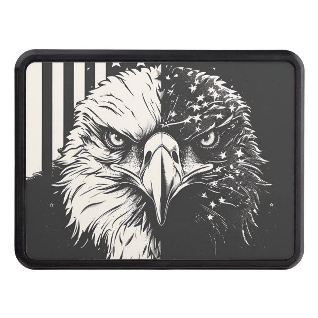 Patriotic American flag Bald Eagle hitch cover (Front)