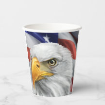 Patriotic American Flag Bald Eagle Paper Cups