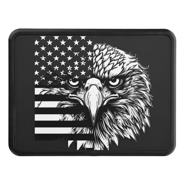 Patriotic American flag Bald Eagle Trailer Hitch Cover (Front)