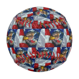 Patriotic American Flag Bald Eagle Wolf Baseball