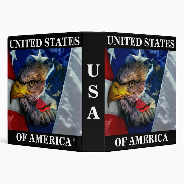 Patriotic American Flag Bald Eagle Wolf Binder (Background)