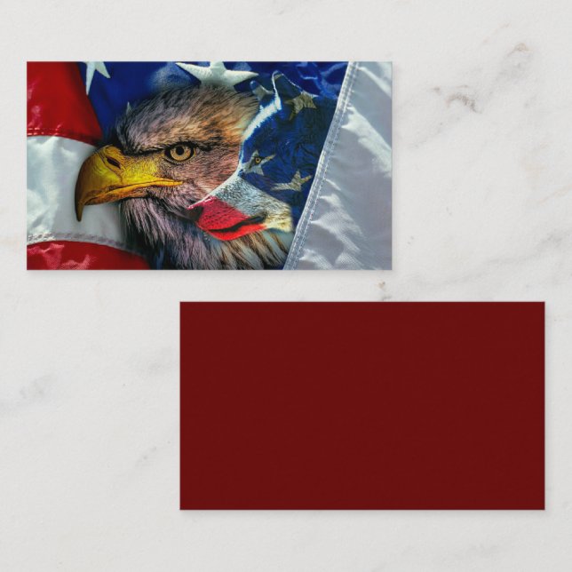 Patriotic American Flag Bald Eagle Wolf Business Card (Front/Back)