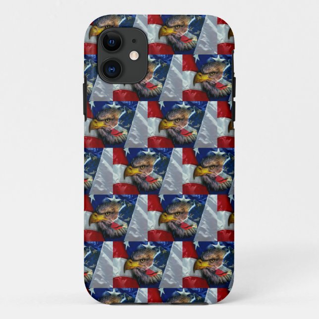 Patriotic American Flag Bald Eagle Wolf Case-Mate iPhone Case (Back)