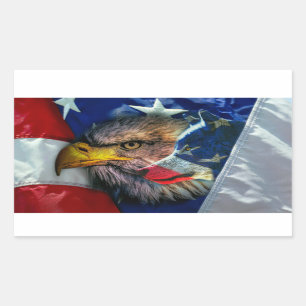 Patriotic American Flag Bald Eagle Wolf Sticker