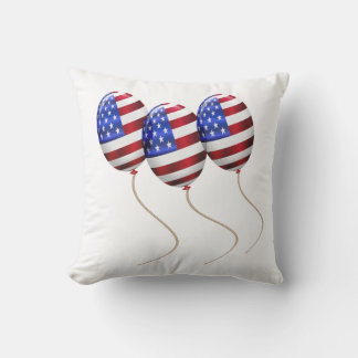 Patriotic American Flag Baloons Throw Pillow