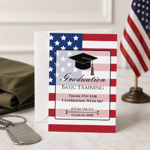 Patriotic American Flag Basic Training Graduation  Thank You Card