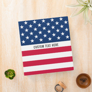 Patriotic American Flag Binder Personalized Text