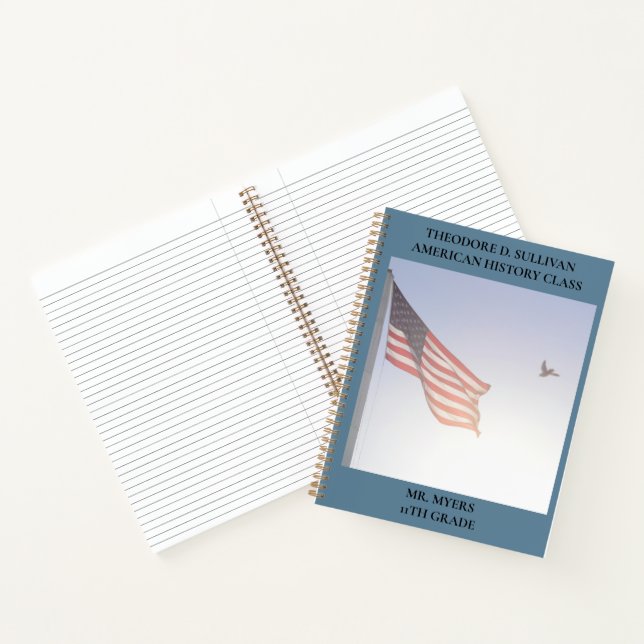 Patriotic American Flag Bird  School Classroom  Notebook (Inside)