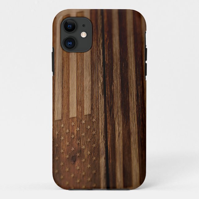 Patriotic American Flag Burned on Old Wood Grain 2 Case-Mate iPhone Case (Back)
