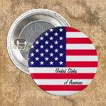 Patriotic American Flag button, USA, United States 1 Inch Round Button<br><div class="desc">Buttons: Vintage patriotic American Flag & United States of America  - love my country,  travel,  holiday,  patriots / sports fans USA</div>