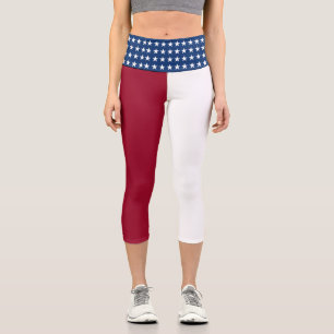 Patriotic American Flag Capri Leggings