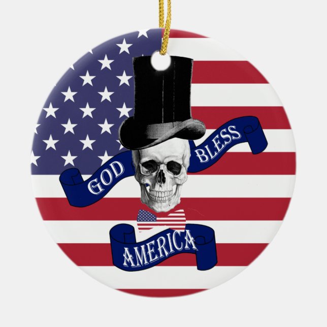 Patriotic American flag Ceramic Ornament (Front)