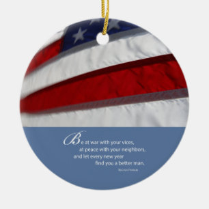 Patriotic, American Flag Ceramic Ornament