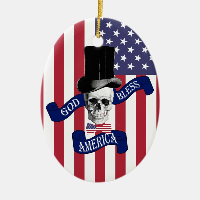 Patriotic American flag Ceramic Ornament (Front)