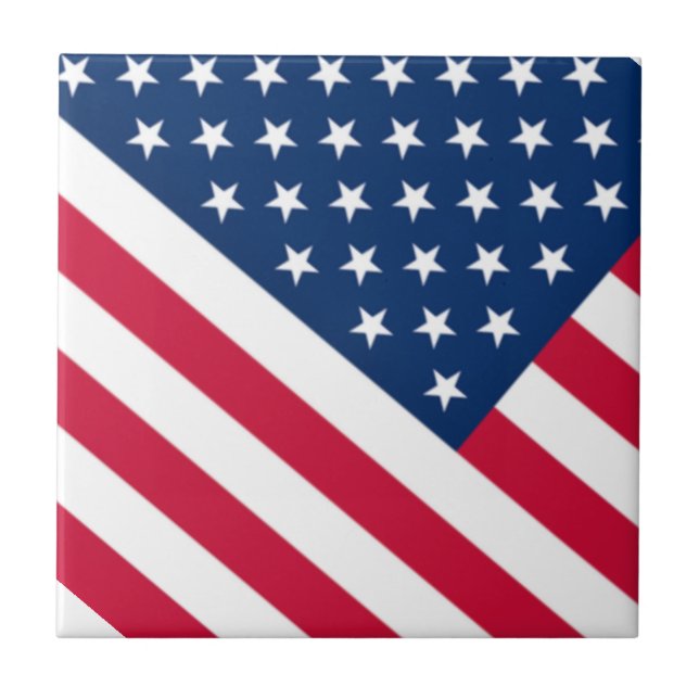 Patriotic American Flag Ceramic Tile (Front)