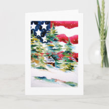 Patriotic American Flag Christmas Card