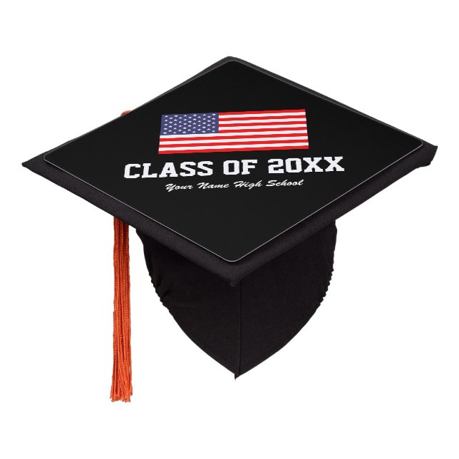 Patriotic American flag class of graduation party Cap Topper (Angled)