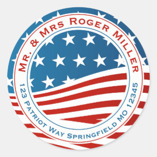 Patriotic American Flag Classic Round Sticker