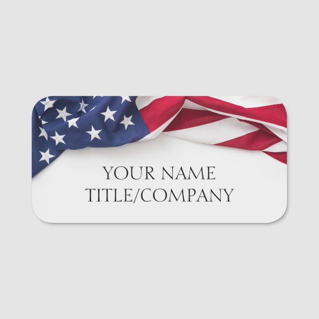 Patriotic American Flag Company  Name Tag (Front)