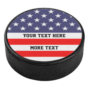 Patriotic American flag custom hockey puck gift