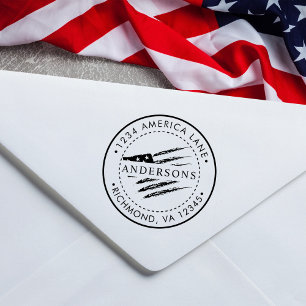 Patriotic American Flag   Custom Return Address Self-inking Stamp