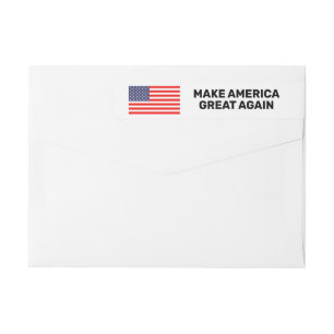 Patriotic American flag custom return address Wrap Around Label