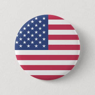 Patriotic American Flag Custom Size Pin Button