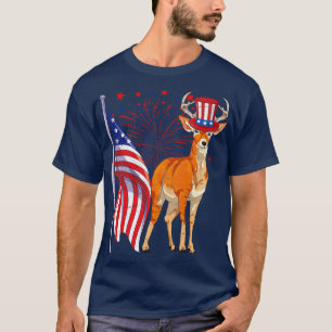 Patriotic American Flag Deer Lover 4th Of July Ani T-Shirt