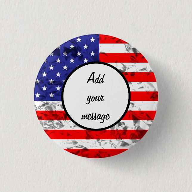 Patriotic American Flag Design 1 Inch Round Button (Front)
